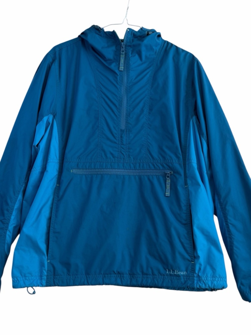 L.L.Bean Blue Hooded Anorak Windbreaker Jacket Size Large